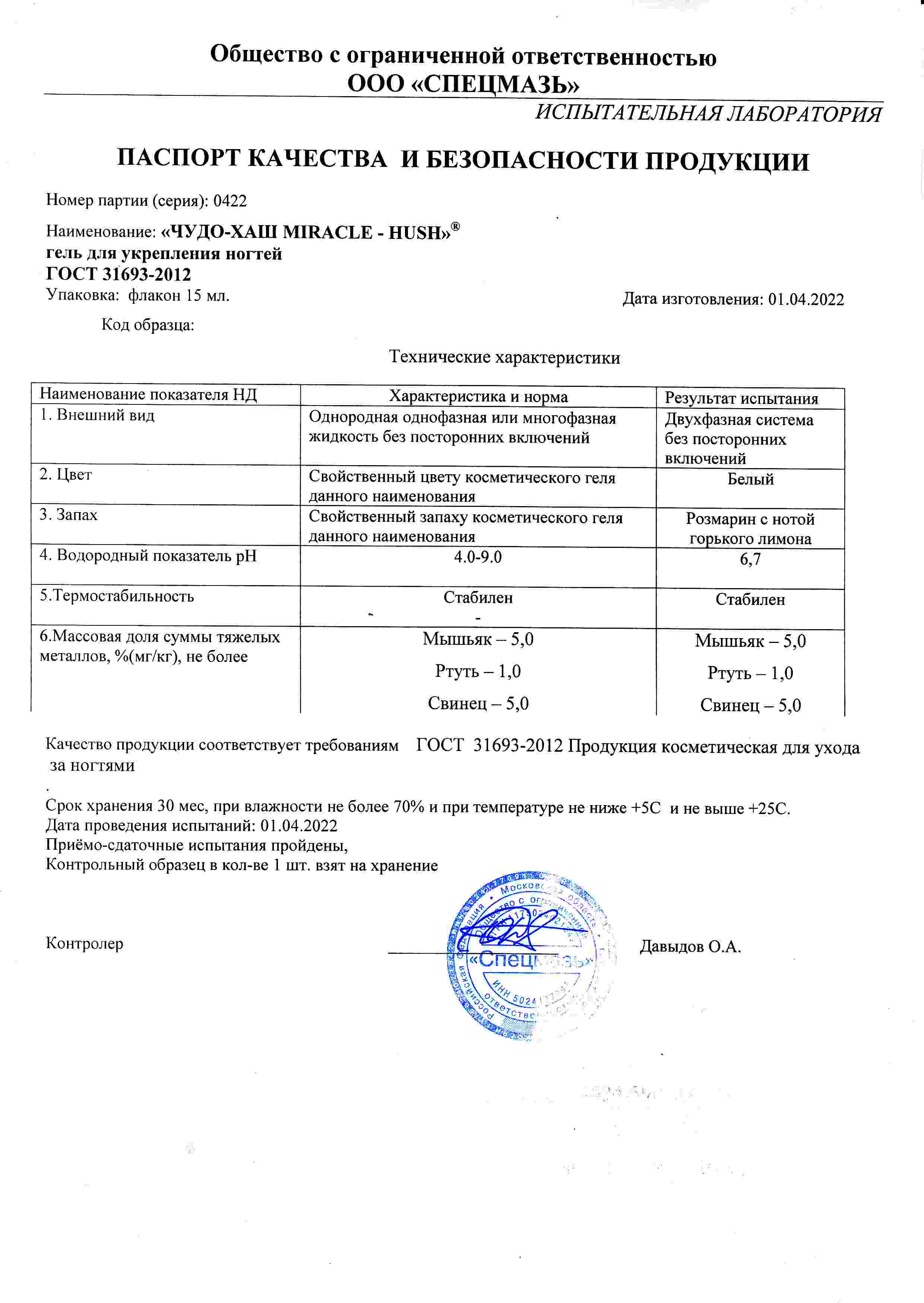 Паспорт №042022